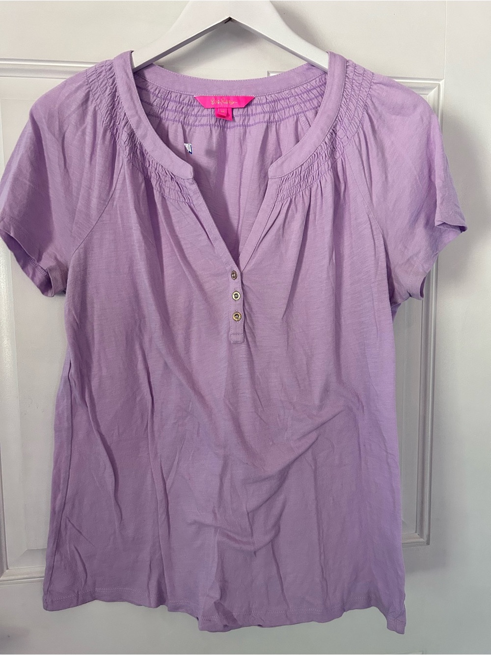 Lilly Pulitzer Lavender Short-Sleeve Henley Top